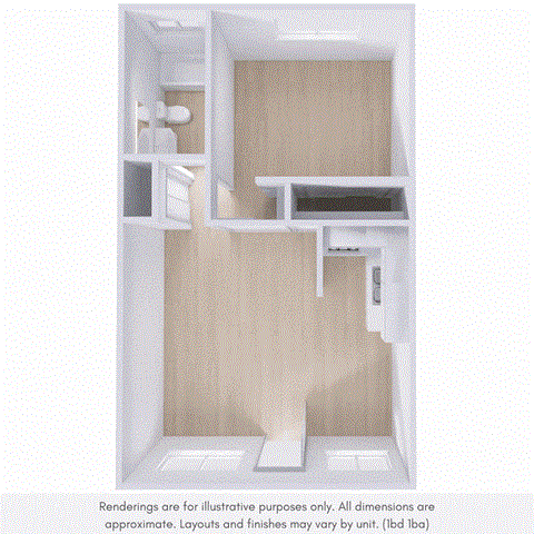 Floor plan for 1 bed, 1 bath, 850 sqft